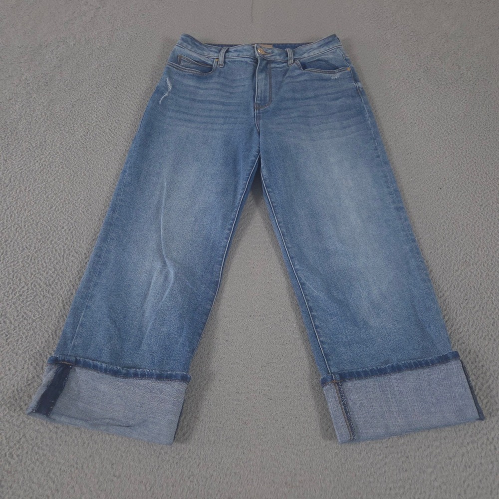 Kut from the Kloth Jeans Women 8 Petite Sienna Straight Leg Cuffed Denim Stretch